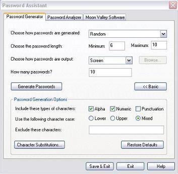 Password Assistant Screenshot